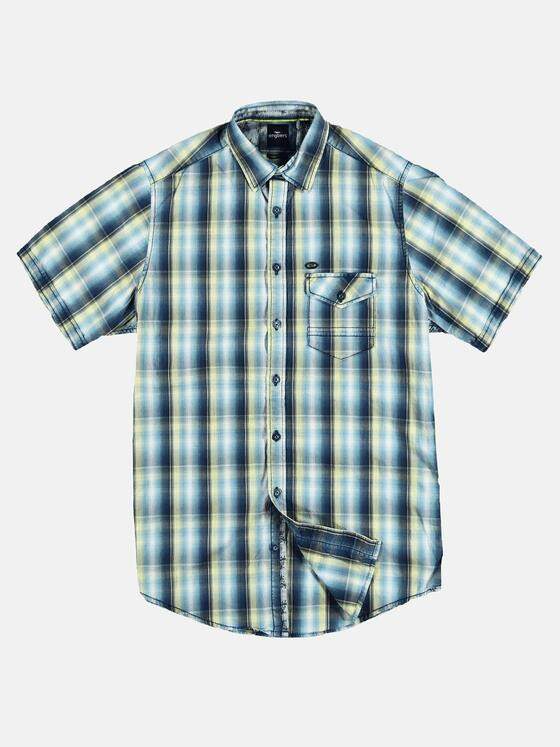 engbers Herren Kariertes Halbarmhemd Limonengelb 29091