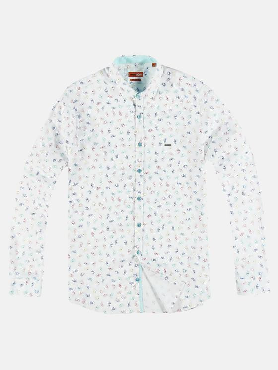 emilio adani Herren Langarmhemd mit individuellem Druck Weiß 31348