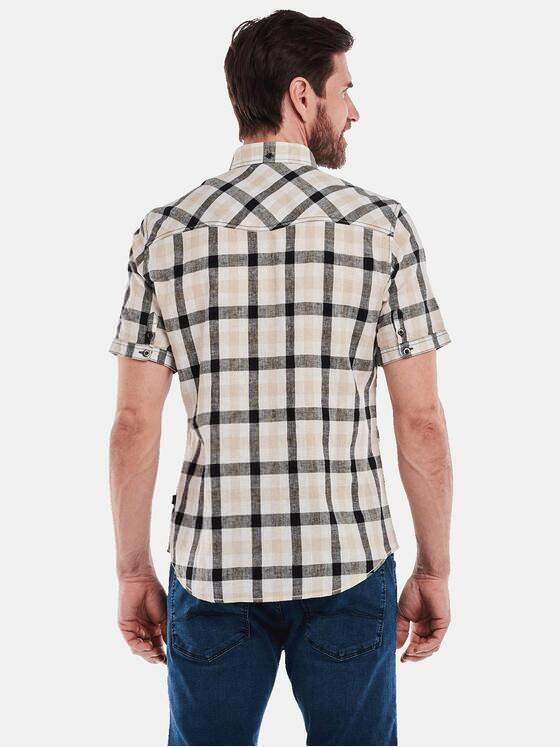 engbers Herren Kurzarm-Hemd kariert Beige 35075