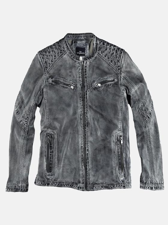 engbers Herren Rustikale Lederjacke Dunkelgrau 29089