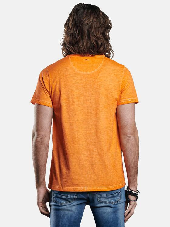 emilio adani Herren Henley T-Shirt mit spannendem Farbeffekt Orange 29683