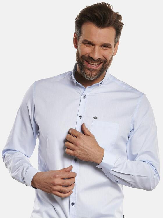 engbers Herren Langarm-Hemd uni Hellblau 32817