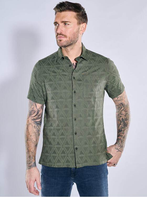 emilio adani Herren Hemd uni Grün 38991