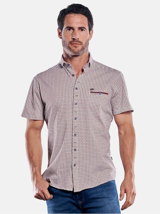 engbers Herren Super softes Piqué Halbarmhemd Karminrot 29881