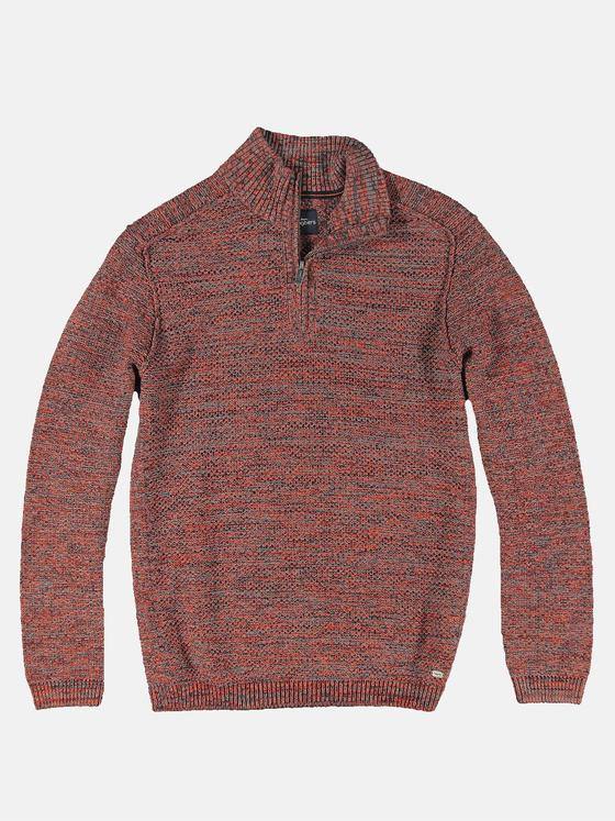 engbers Herren Troyer-Pullover mouliniert Dunkelorange 32036