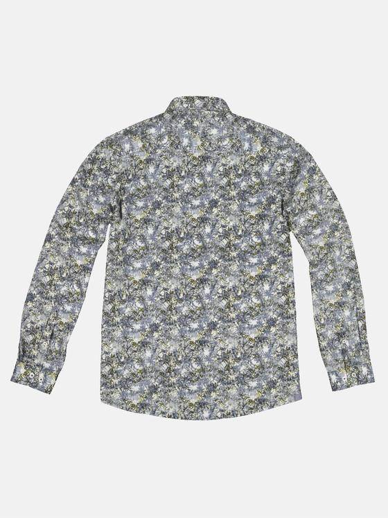 emilio adani Herren Langarm-Hemd All-Over-Print Grün 32824
