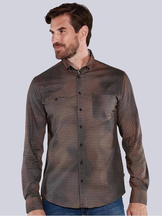 engbers Herren Langarm-Hemd gemustert Orange 35523