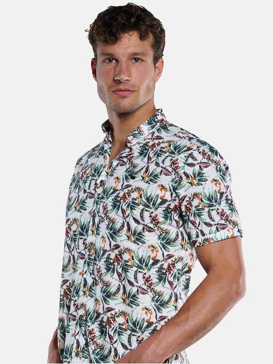 engbers Herren Kurzarm-Hemd gemustert Oliv 33441