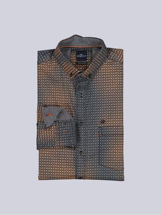 engbers Herren Langarm-Hemd gemustert Orange 39442