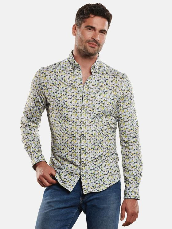 engbers Herren Langarm-Hemd gemustert Gelb 32431