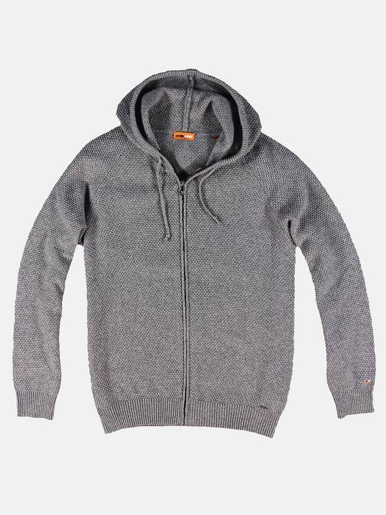 emilio adani Herren Weiche Strickjacke mit Kapuze Grau 31153