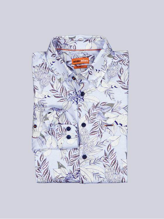 emilio adani Herren Hemd mit All-Over-Druck Hellblau 40565
