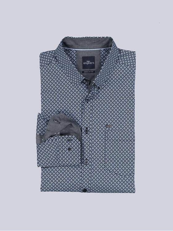 engbers Herren Langarm-Hemd gemustert Mittelblau 36086