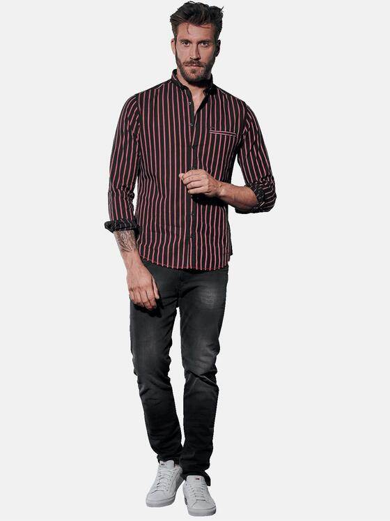 emilio adani Herren Gestreiftes Langarmhemd Rot 30842