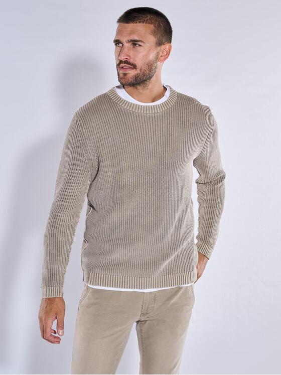 emilio adani Herren Pullover uni Beige 37786
