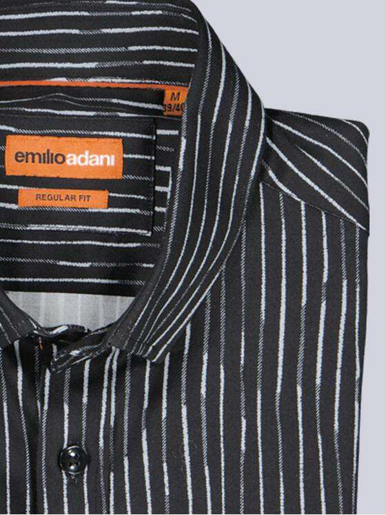 emilio adani Herren Hemd gemustert Schwarz 39926