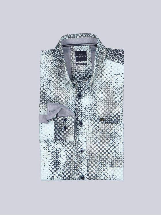 engbers Herren Langarm-Hemd gemustert Saphirblau 39242