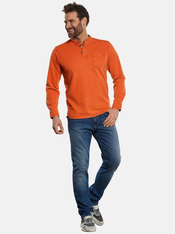 engbers Herren Henley Shirt Dunkelorange 32789