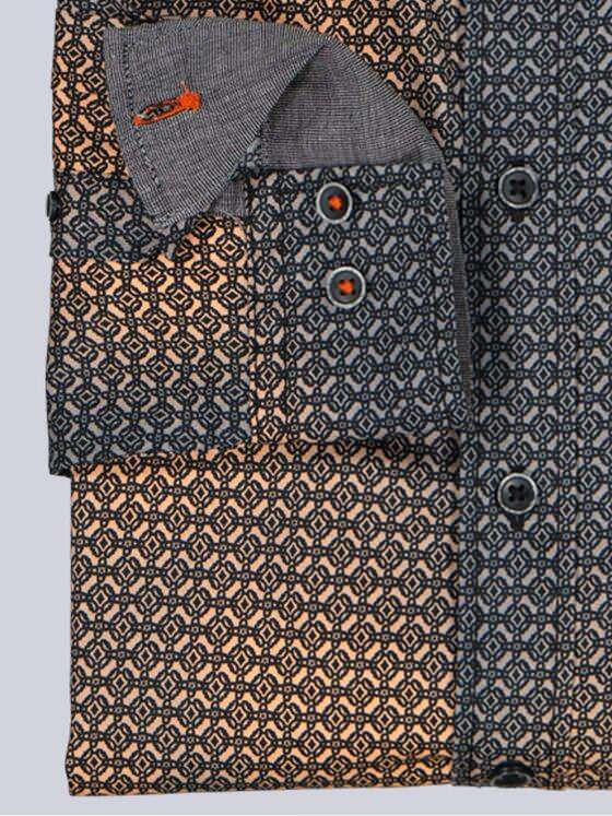 engbers Herren Langarm-Hemd gemustert Orange 39442