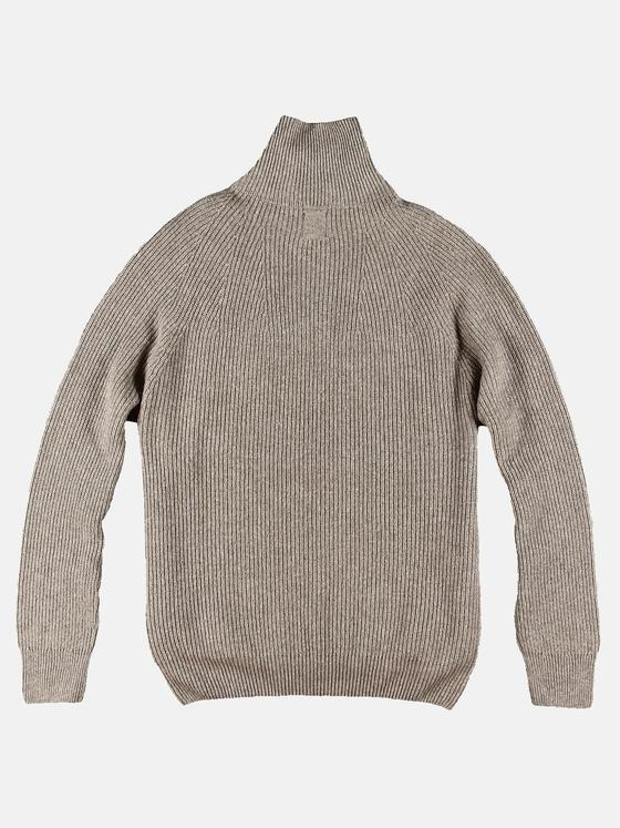 ENGBERS GERMANY Herren Stilvoller Pullover mit Polokragen Braunbeige 30525