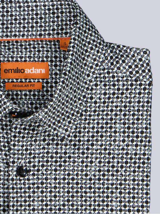 emilio adani Herren Langarm-Hemd aus Jersey Schwarz 39205