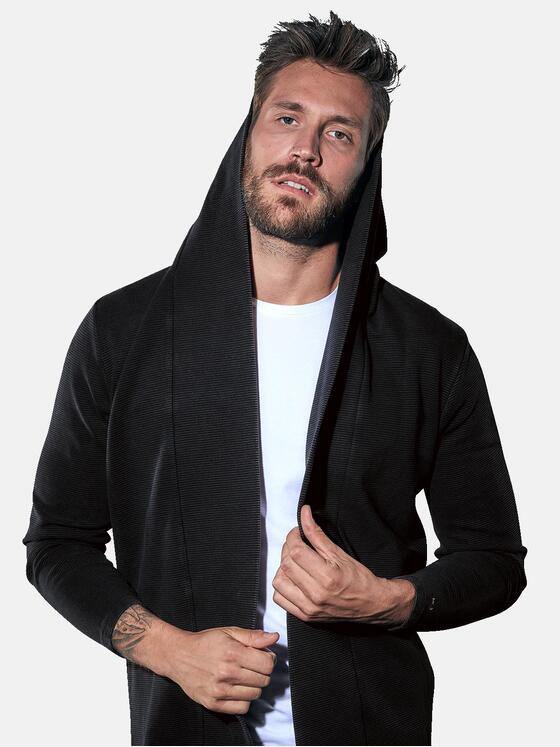 emilio adani Herren Sweatjacke mit Kapuze Schwarz 30905