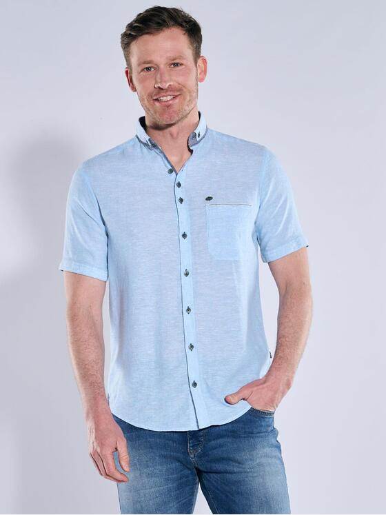 engbers Herren Kurzarm-Hemd mit Leinenanteil Brilliantblau 38379