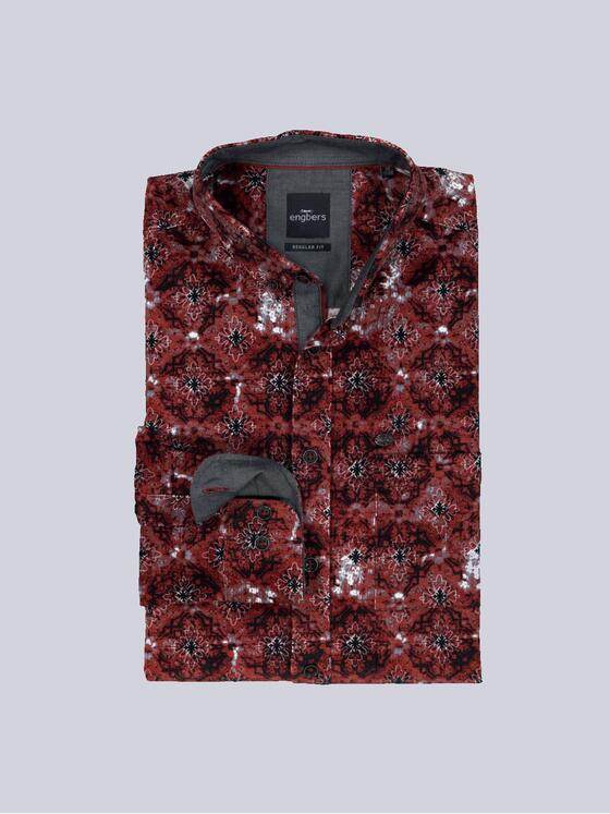 engbers Herren Langarm-Hemd gemustert Rot 35603