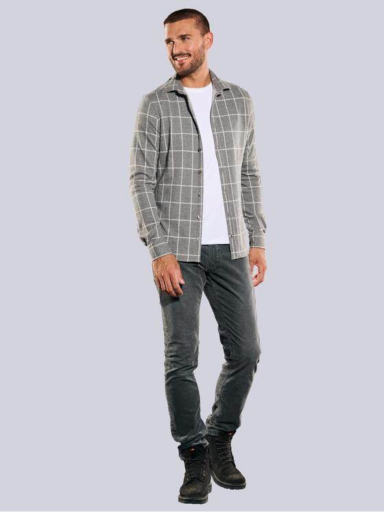 emilio adani Herren Langarm-Hemd slim fit Grau 35775