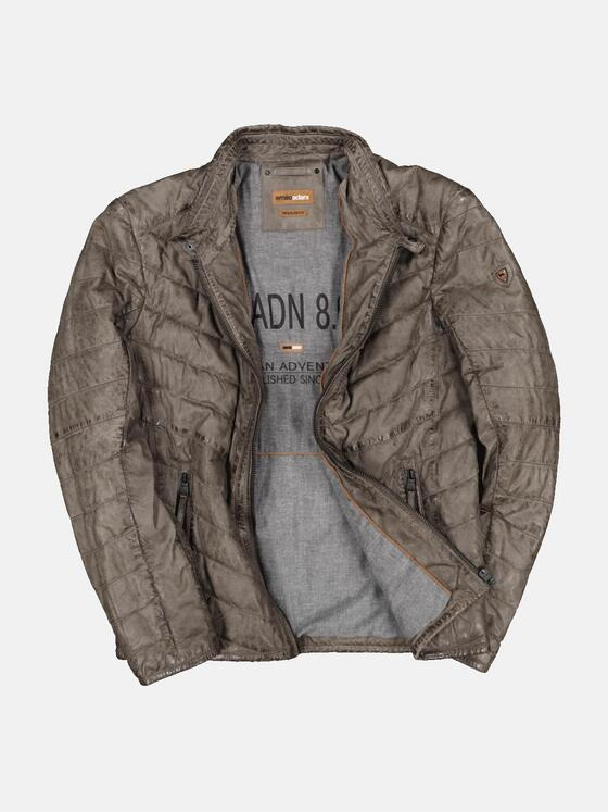 emilio adani Herren Lederjacke mit Steppung Braun 33525