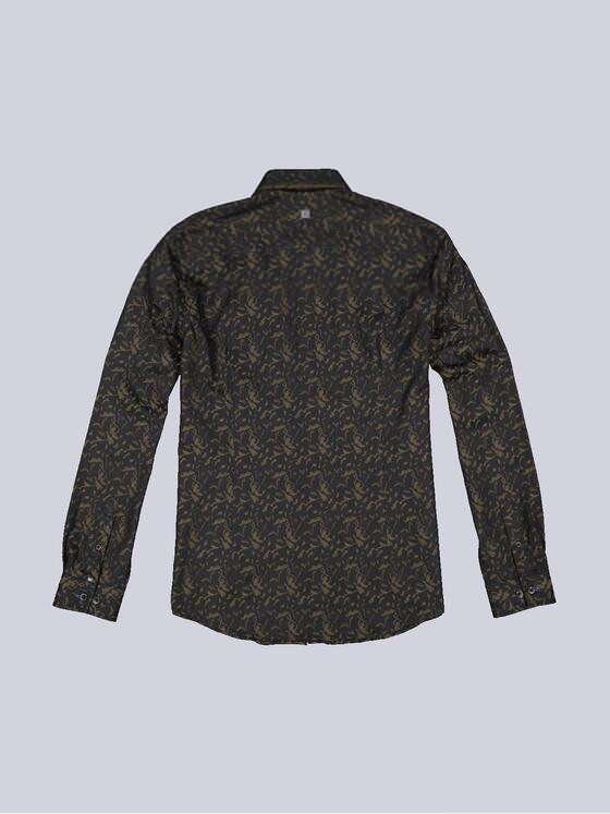 ENGBERS GERMANY Herren Langarm-Hemd gemustert Schwarzbraun 33797