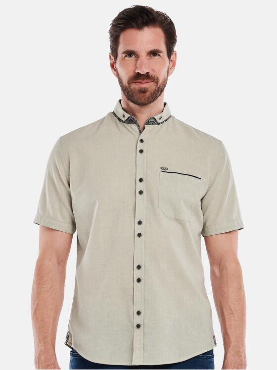 engbers Herren Kurzarm-Hemd mit Leinenanteil Sand 35135