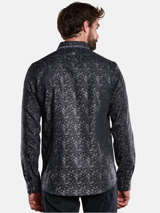 ENGBERS GERMANY Herren Langarm-Hemd gemustert Anthrazit 33798