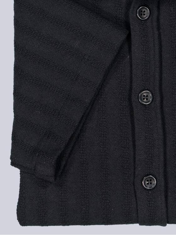 emilio adani Herren Kurzarm-Hemd gestreift Schwarz 38524