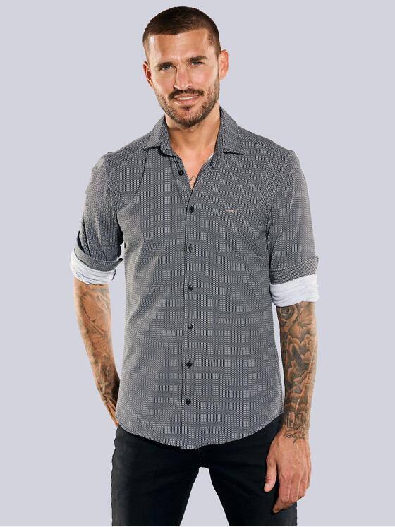 emilio adani Herren Langarm-Hemd slim fit Schwarz 35511