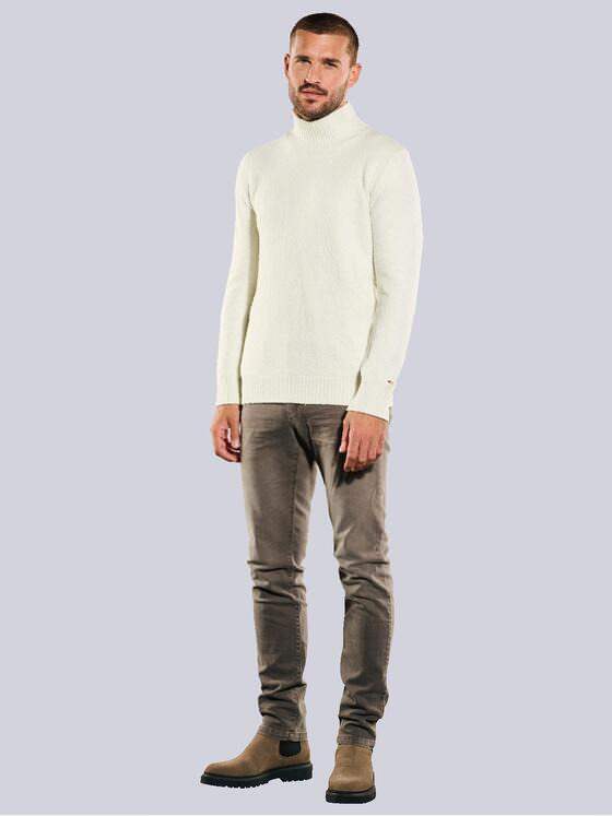 emilio adani Herren Pullover mit Rollkragen Weiß 35707