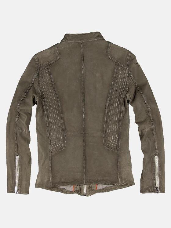 emilio adani Herren Softe Lederjacke mit körperbetonter Passform Grün 31064