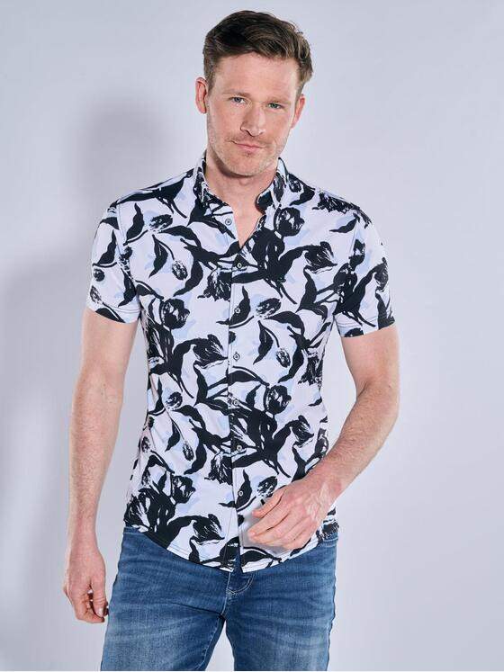 engbers Herren Kurzarm-Hemd gemustert Anthrazit 39034