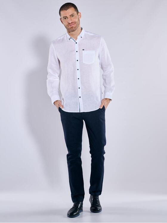 engbers Herren Langarm-Hemd aus Leinen Reinweiss 36647