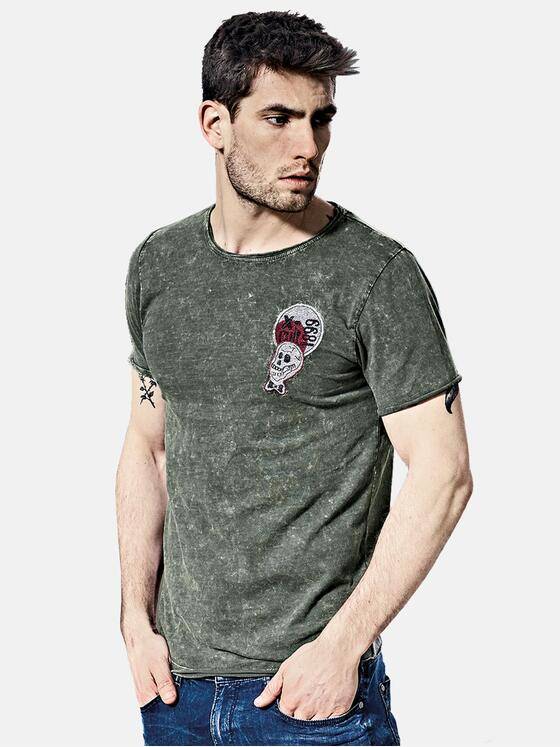 emilio adani Herren Rundhals T-Shirt Grün 25697