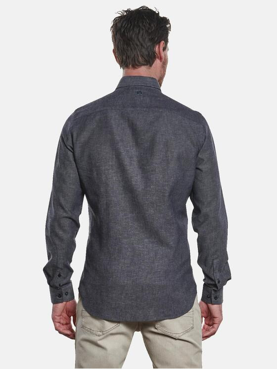 ENGBERS GERMANY Herren Langarm-Hemd aus Leinen Anthrazit 32688