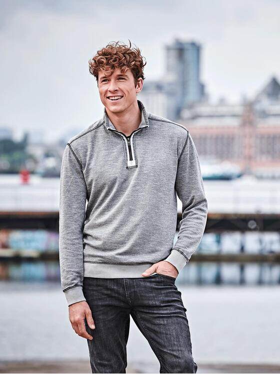 engbers Herren Sweatshirt mit einzigartigem Farbeffekt Kieselgrau 30807