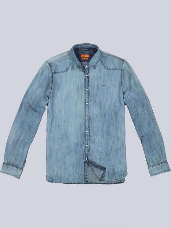 emilio adani Herren Jeans-Hemd uni Blau 33622