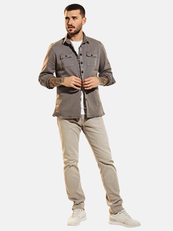 emilio adani Herren Langarm-Hemd uni Grau 31610