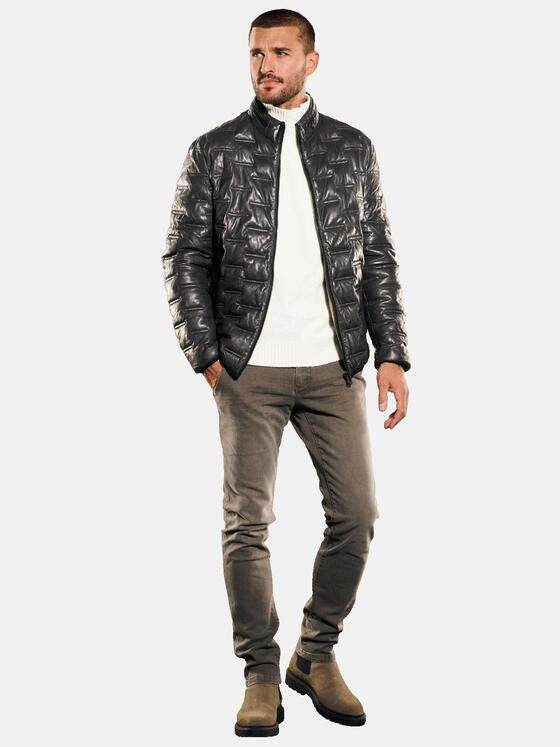 emilio adani Herren Lederjacke regular Grau 35201
