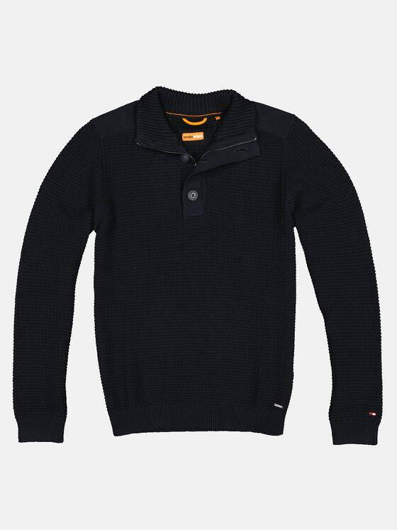 emilio adani Herren Pullover mit Troyerkragen Blau 32291
