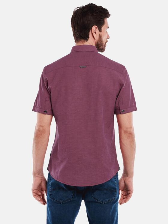 engbers Herren Kurzarm-Hemd mit Leinenanteil Violett 35133