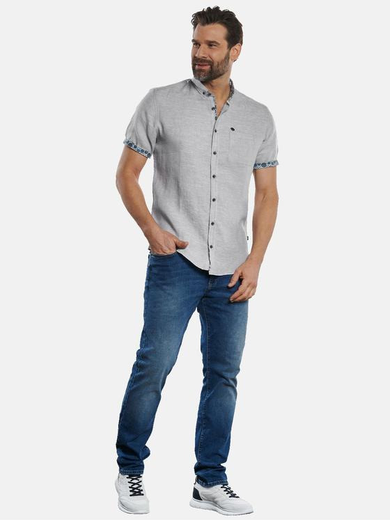 engbers Herren Hemd kurzarm aus 100 % Leinen Silbergrau 32822