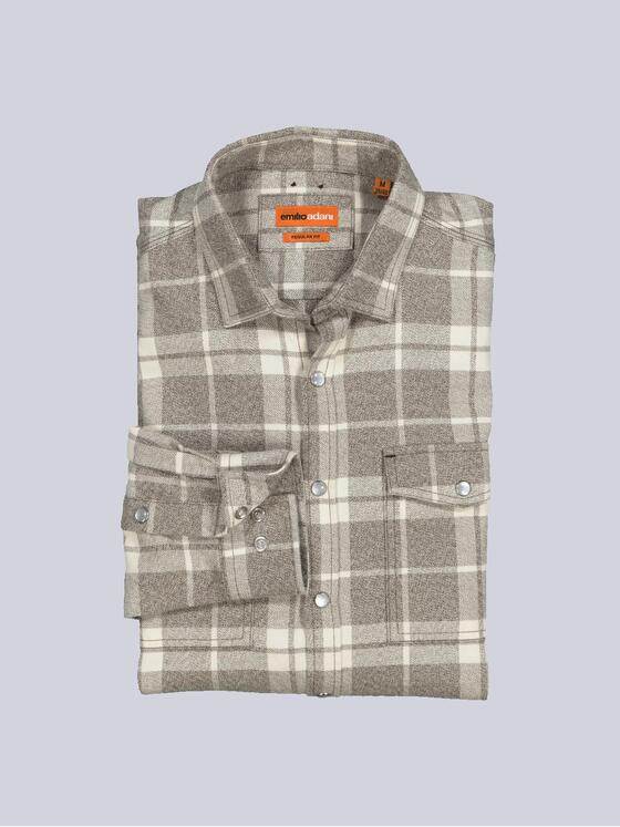 emilio adani Herren Langarm-Hemd kariert Beige 35184
