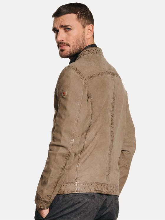 emilio adani Herren Lederjacke aus Nubukleder Beige 32974